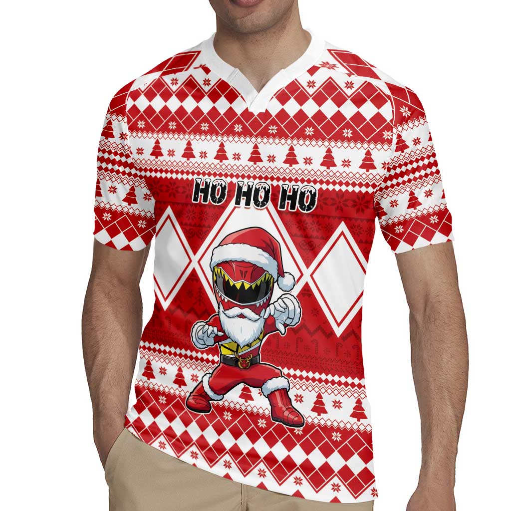 Personalized Power Red Ranger Santa Claus Rugby Jersey Funny Christmas - Wonder Print Shop
