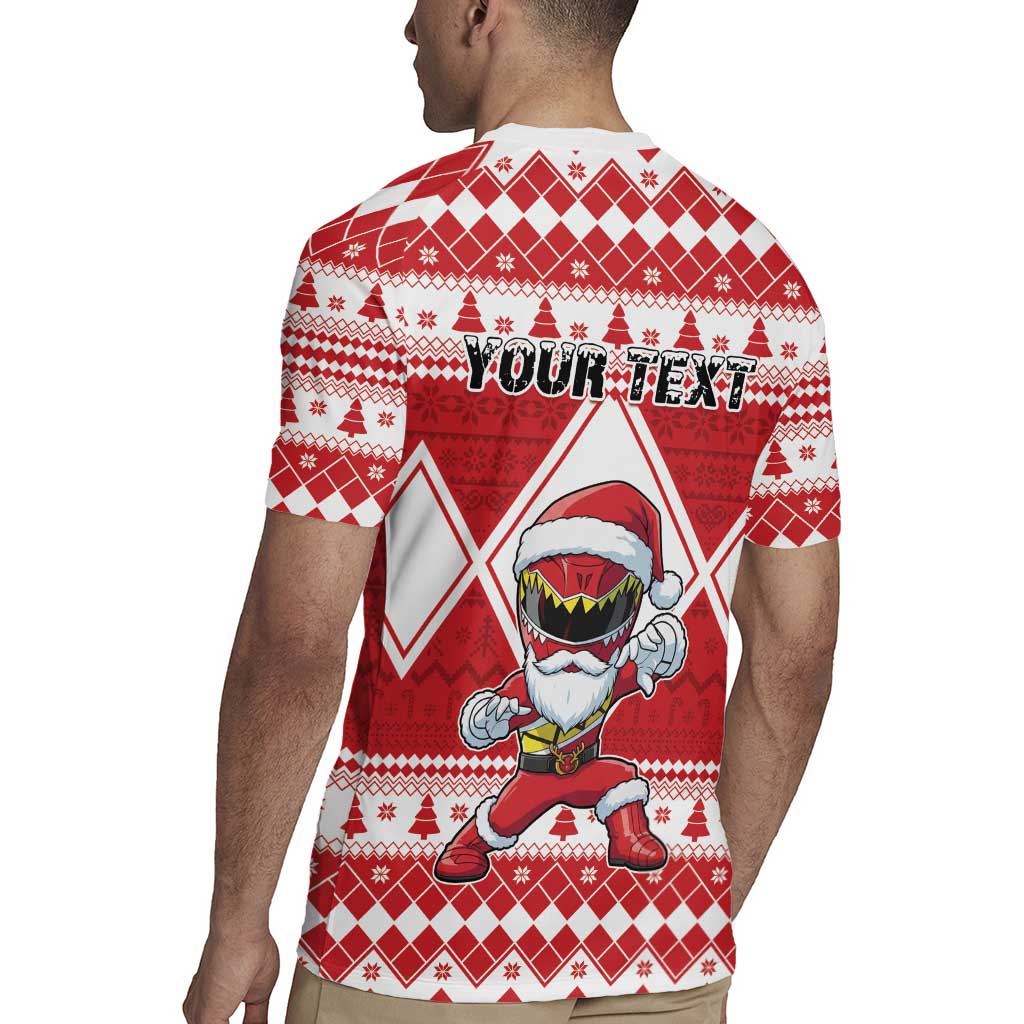 Personalized Power Red Ranger Santa Claus Rugby Jersey Funny Christmas - Wonder Print Shop