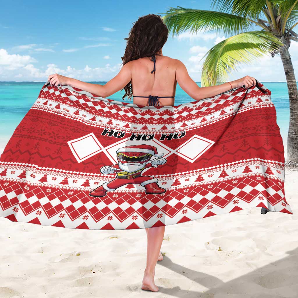 Power Red Ranger Santa Claus Sarong Funny Christmas - Wonder Print Shop