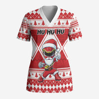 Personalized Power Red Ranger Santa Claus Scrub Top Funny Christmas - Wonder Print Shop