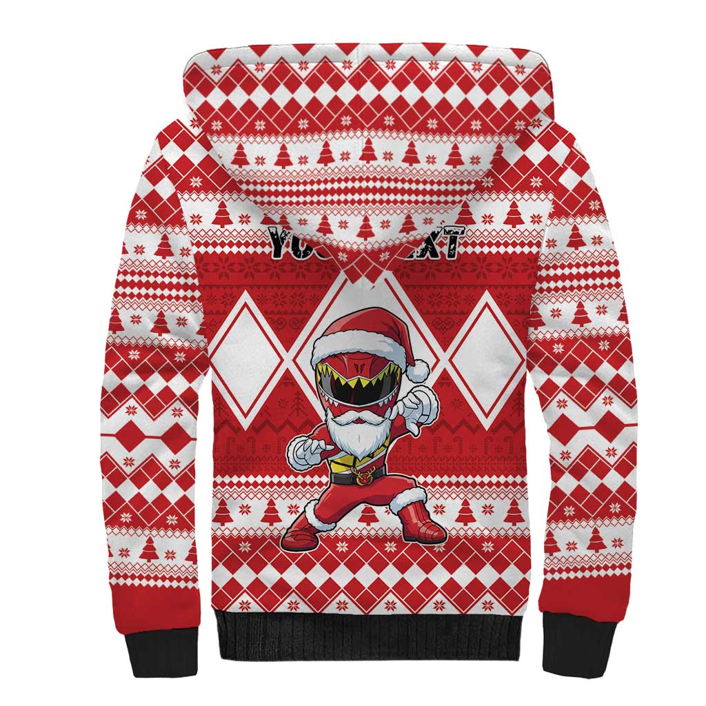 Personalized Power Red Ranger Santa Claus Sherpa Hoodie Funny Christmas - Wonder Print Shop