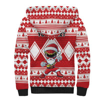 Personalized Power Red Ranger Santa Claus Sherpa Hoodie Funny Christmas - Wonder Print Shop