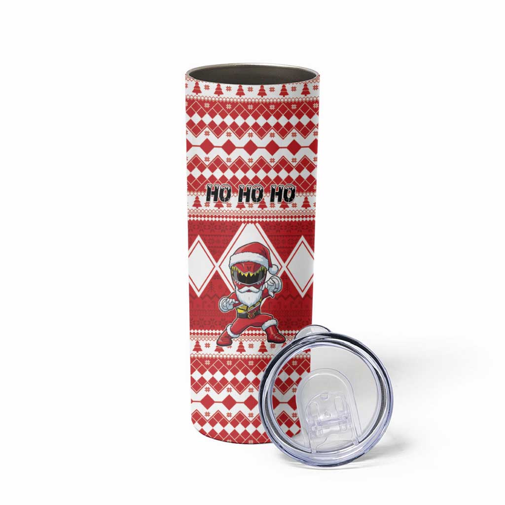 Personalized Power Red Ranger Santa Claus Skinny Tumbler Funny Christmas - Wonder Print Shop