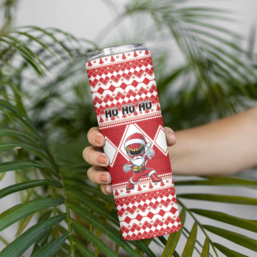 Personalized Power Red Ranger Santa Claus Skinny Tumbler Funny Christmas - Wonder Print Shop