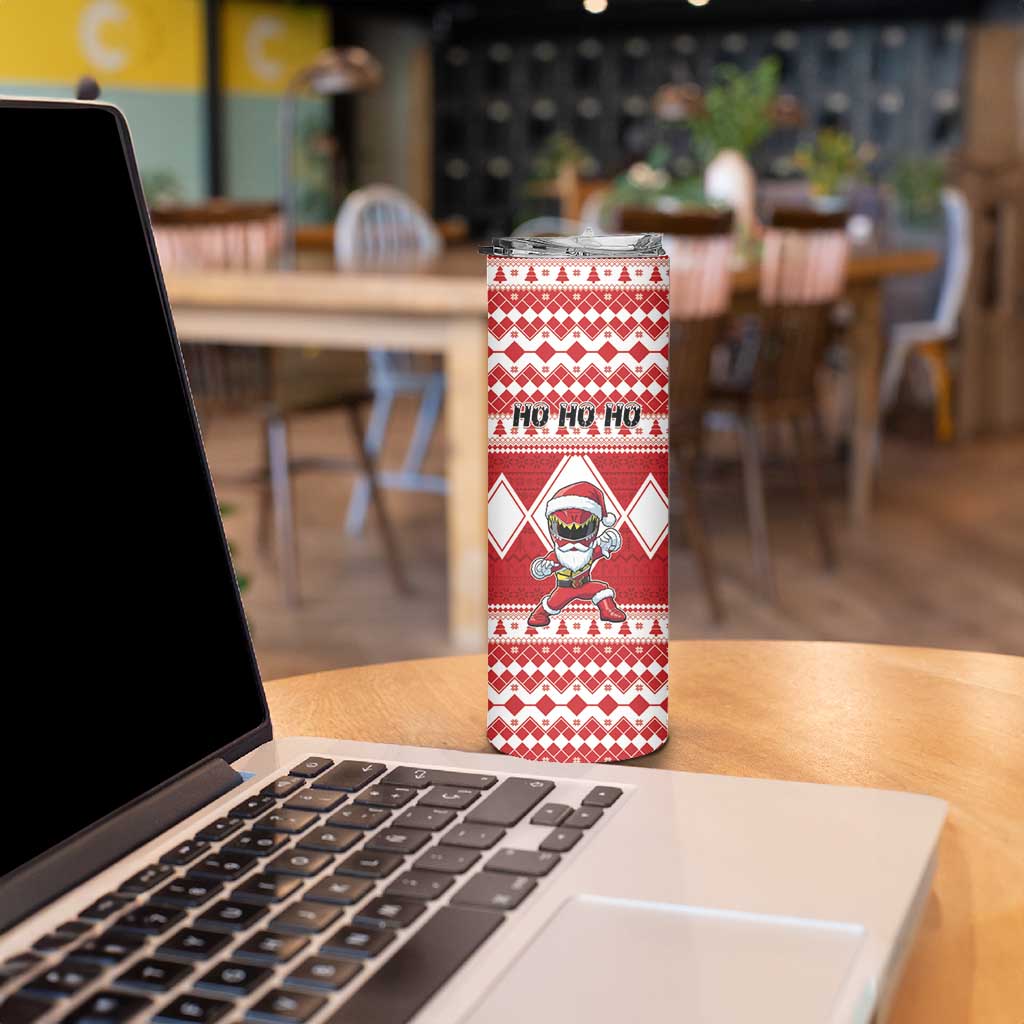 Personalized Power Red Ranger Santa Claus Skinny Tumbler Funny Christmas - Wonder Print Shop