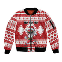 Personalized Power Red Ranger Santa Claus Sleeve Zip Bomber Jacket Funny Christmas - Wonder Print Shop
