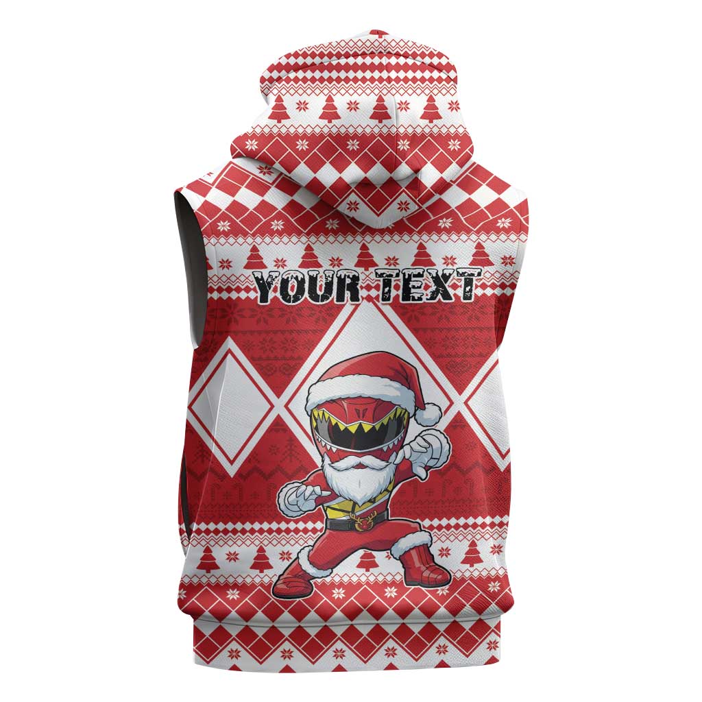 Personalized Power Red Ranger Santa Claus Sleeveless Hoodie Funny Christmas - Wonder Print Shop