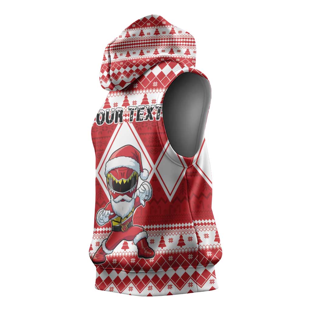 Personalized Power Red Ranger Santa Claus Sleeveless Hoodie Funny Christmas - Wonder Print Shop