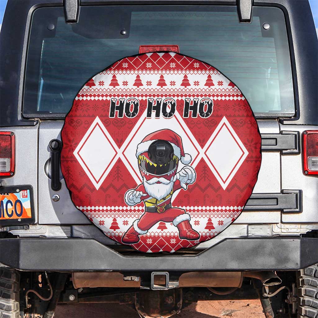 Power Red Ranger Santa Claus Spare Tire Cover Funny Christmas - Wonder Print Shop