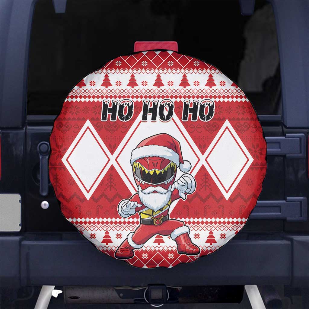 Power Red Ranger Santa Claus Spare Tire Cover Funny Christmas - Wonder Print Shop