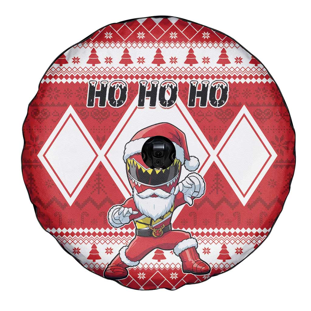 Power Red Ranger Santa Claus Spare Tire Cover Funny Christmas - Wonder Print Shop