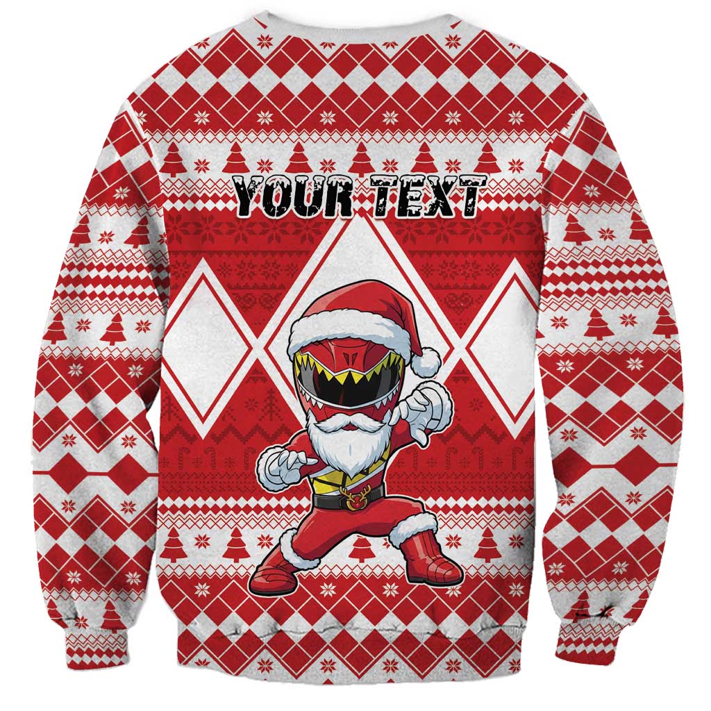 Personalized Power Red Ranger Santa Claus Sweatshirt Funny Christmas - Wonder Print Shop