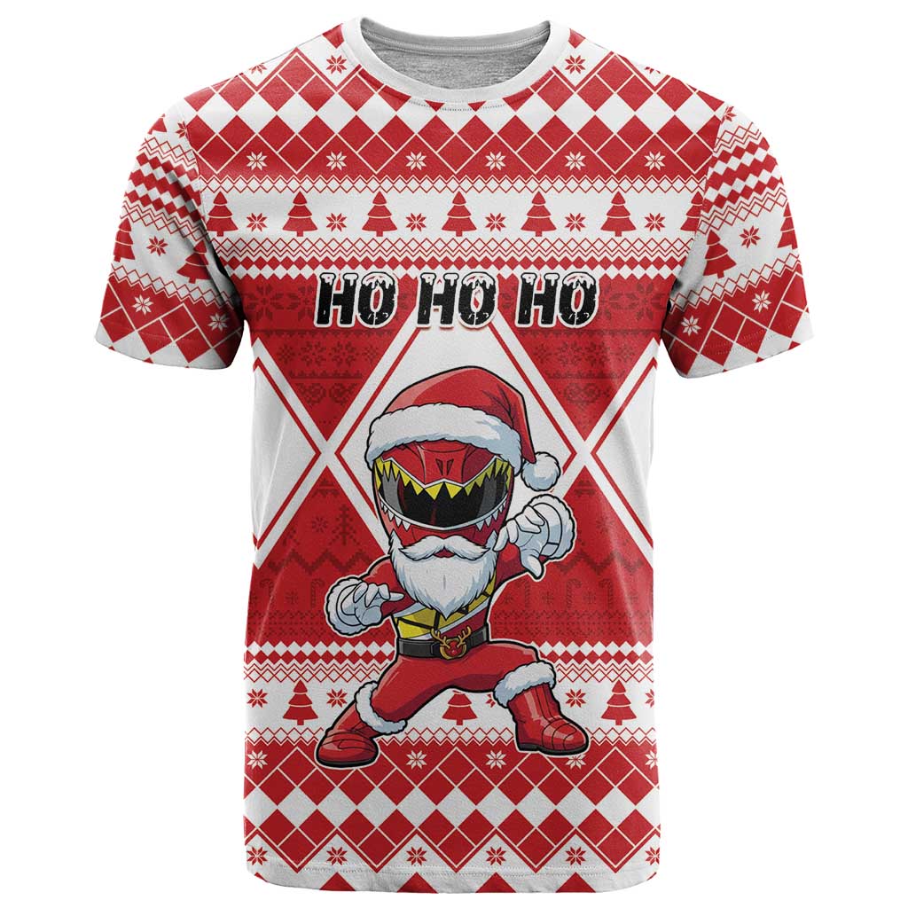 Personalized Power Red Ranger Santa Claus T Shirt Funny Christmas - Wonder Print Shop