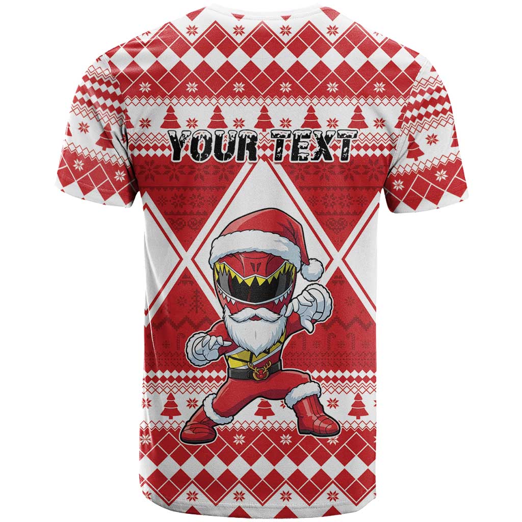 Personalized Power Red Ranger Santa Claus T Shirt Funny Christmas - Wonder Print Shop