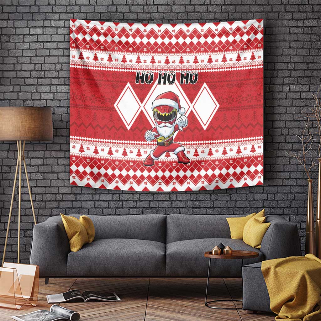 Power Red Ranger Santa Claus Tapestry Funny Christmas - Wonder Print Shop