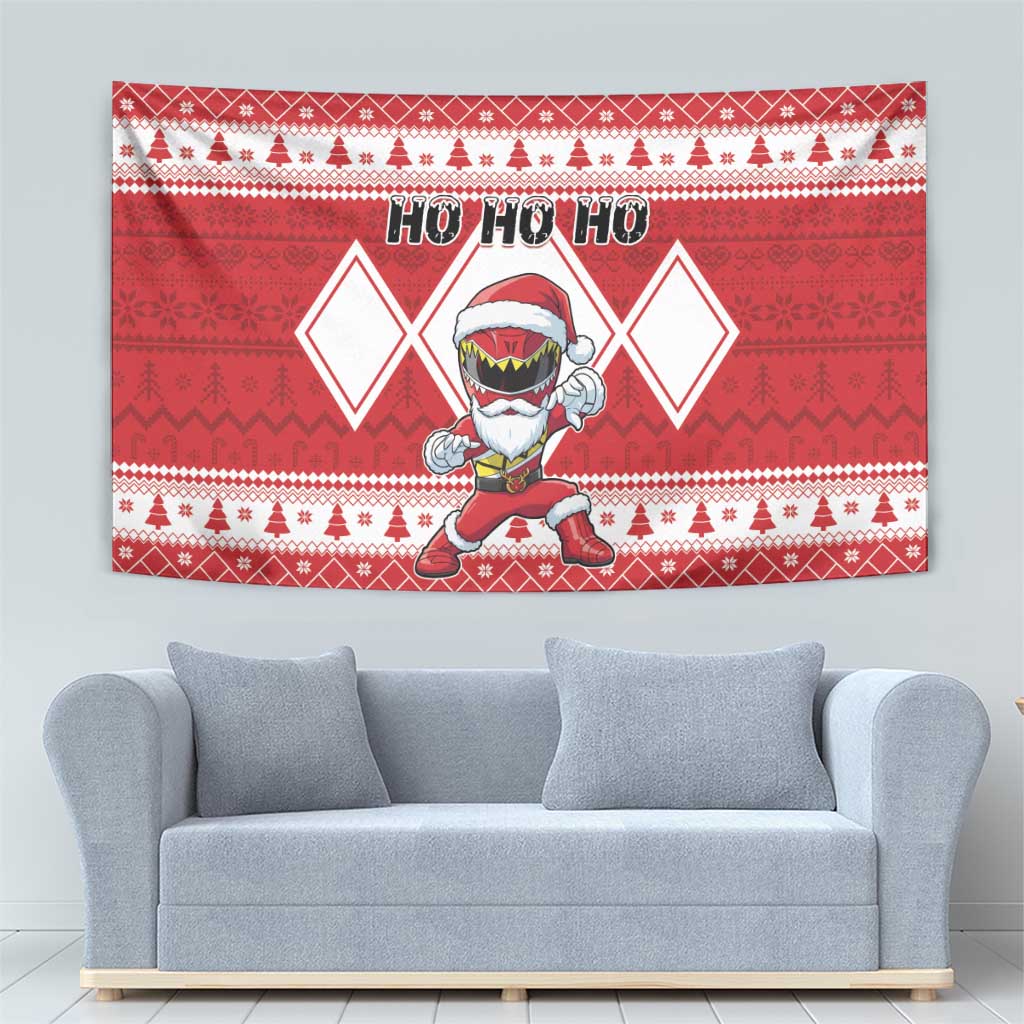 Power Red Ranger Santa Claus Tapestry Funny Christmas - Wonder Print Shop