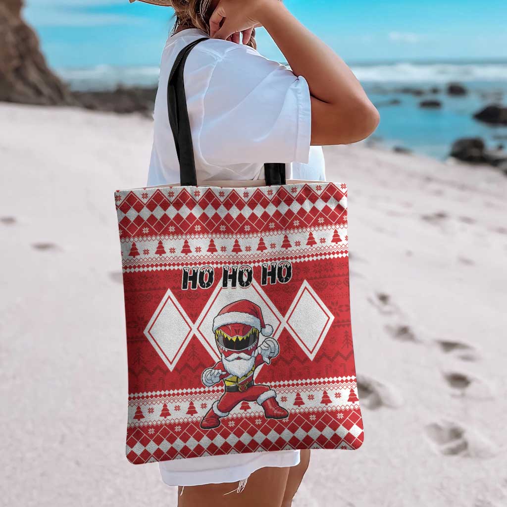Power Red Ranger Santa Claus Tote Bag Funny Christmas - Wonder Print Shop