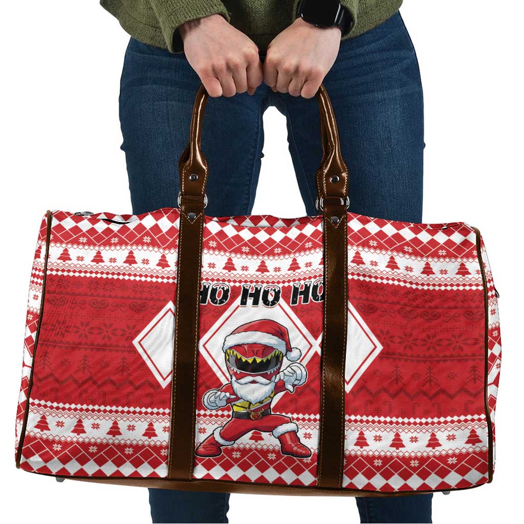 Power Red Ranger Santa Claus Travel Bag Funny Christmas - Wonder Print Shop