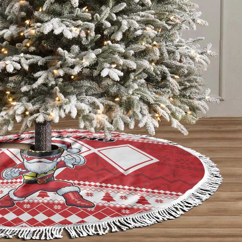 Power Red Ranger Santa Claus Tree Skirt Funny Christmas - Wonder Print Shop