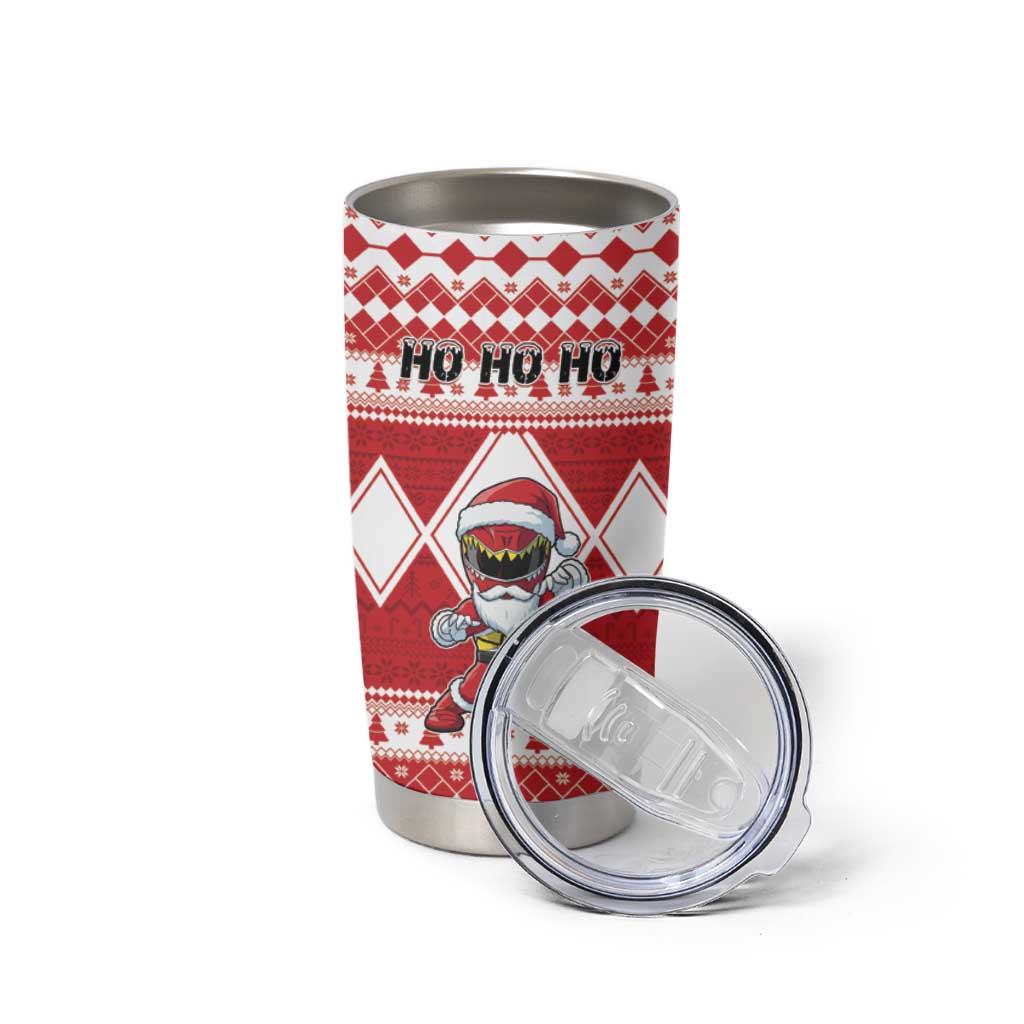 Personalized Power Red Ranger Santa Claus Tumbler Cup Funny Christmas - Wonder Print Shop