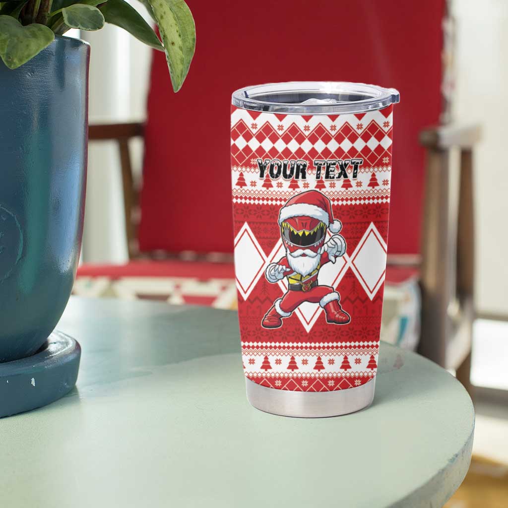 Personalized Power Red Ranger Santa Claus Tumbler Cup Funny Christmas - Wonder Print Shop