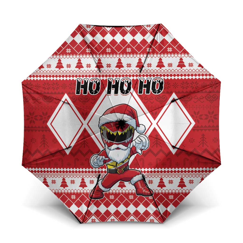 Power Red Ranger Santa Claus Umbrella Funny Christmas - Wonder Print Shop
