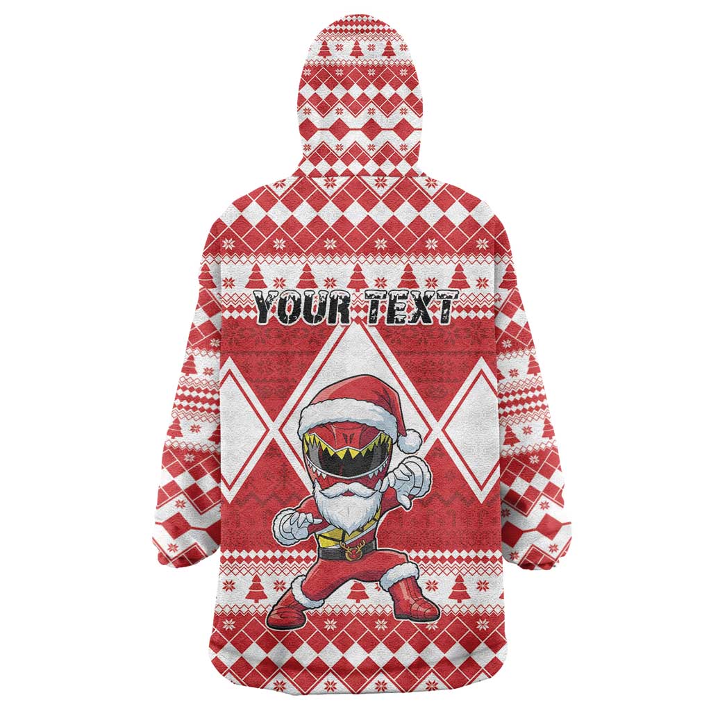 Personalized Power Red Ranger Santa Claus Wearable Blanket Hoodie Funny Christmas - Wonder Print Shop