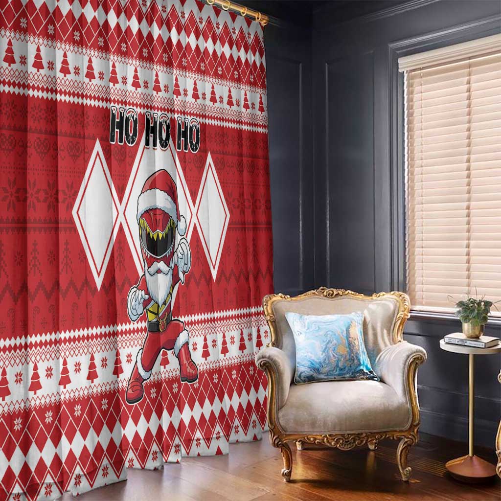 Power Red Ranger Santa Claus Window Curtain Funny Christmas - Wonder Print Shop