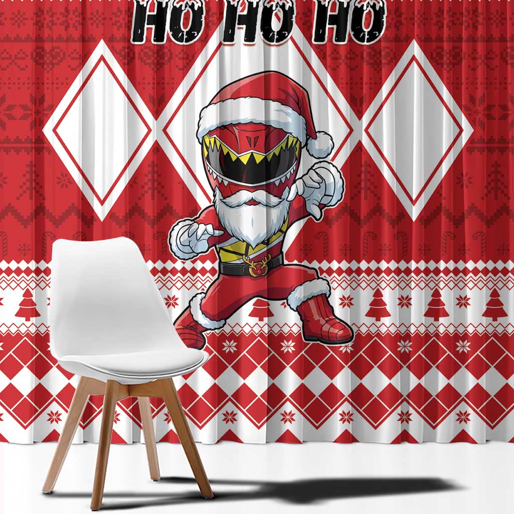 Power Red Ranger Santa Claus Window Curtain Funny Christmas - Wonder Print Shop