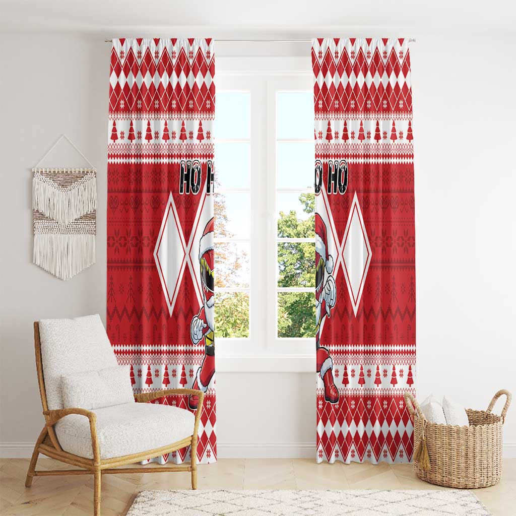 Power Red Ranger Santa Claus Window Curtain Funny Christmas - Wonder Print Shop