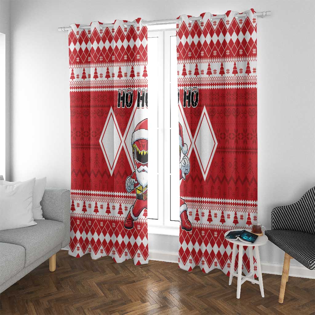 Power Red Ranger Santa Claus Window Curtain Funny Christmas - Wonder Print Shop
