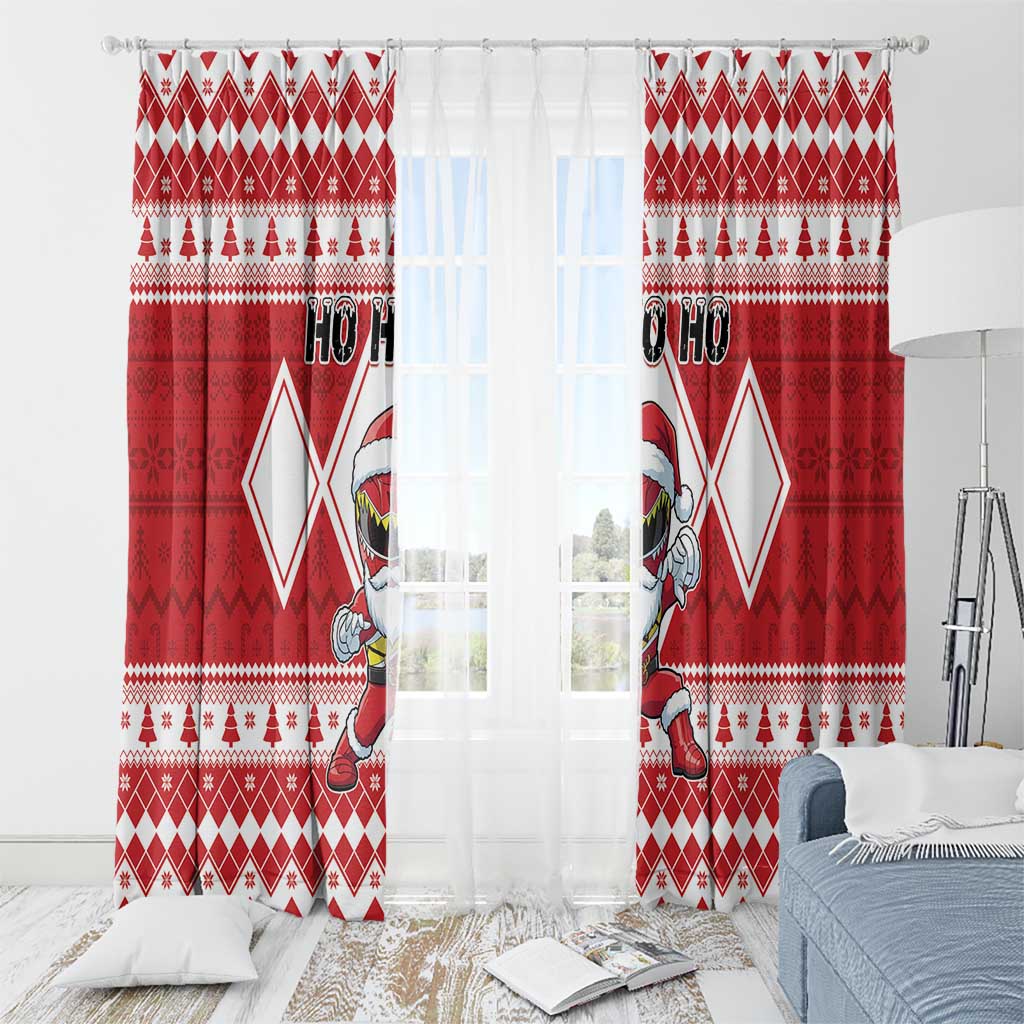 Power Red Ranger Santa Claus Window Curtain Funny Christmas - Wonder Print Shop