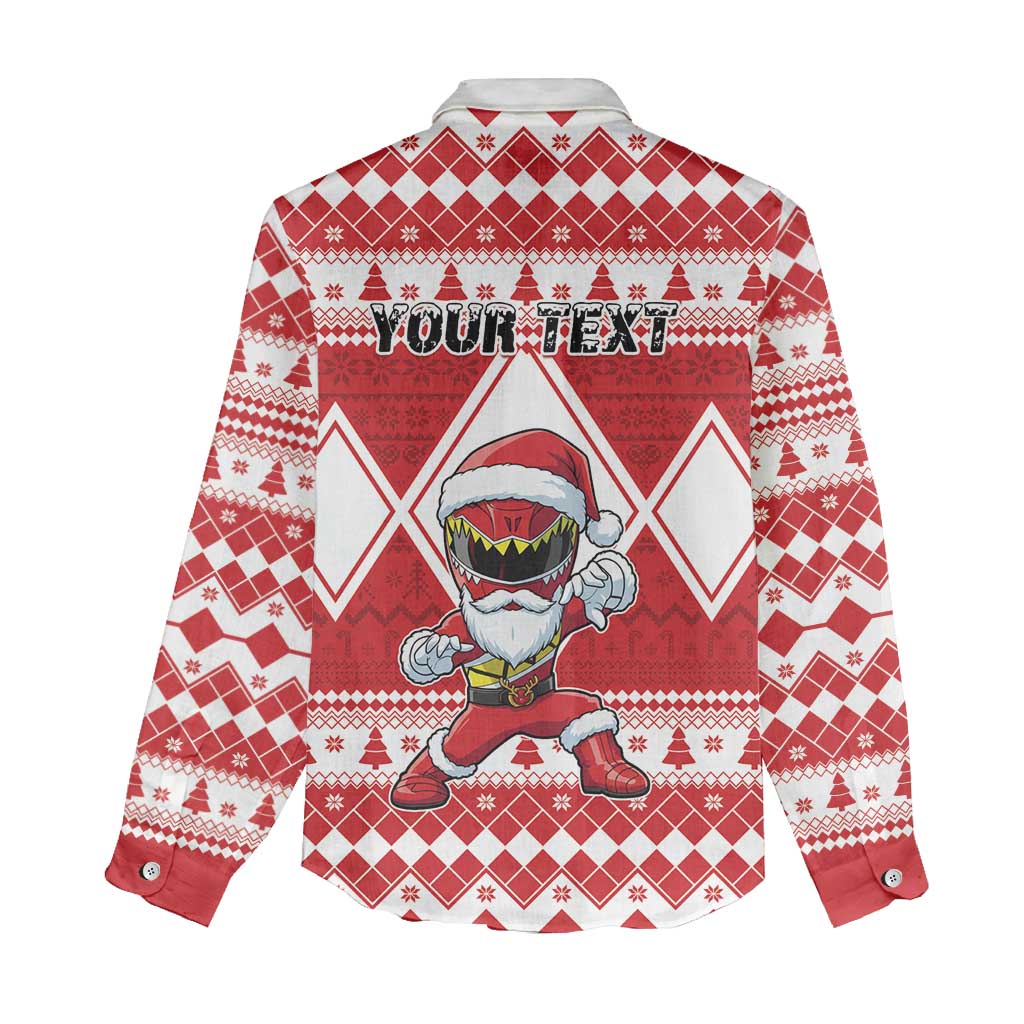 Personalized Power Red Ranger Santa Claus Women Casual Shirt Funny Christmas - Wonder Print Shop