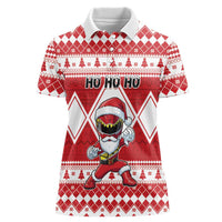 Personalized Power Red Ranger Santa Claus Women Polo Shirt Funny Christmas - Wonder Print Shop