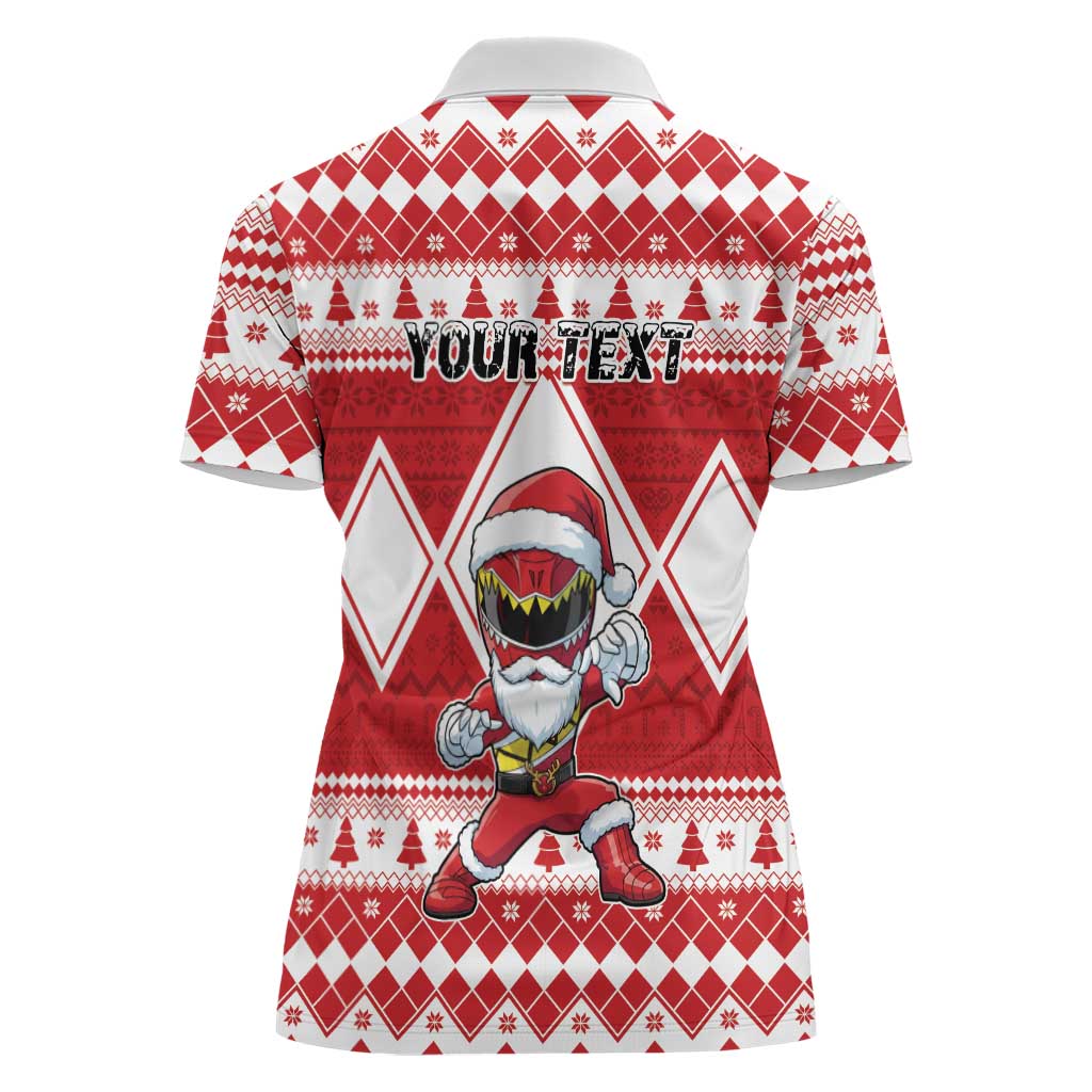 Personalized Power Red Ranger Santa Claus Women Polo Shirt Funny Christmas - Wonder Print Shop