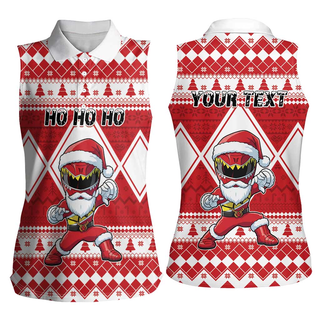 Personalized Power Red Ranger Santa Claus Women Sleeveless Polo Shirt Funny Christmas - Wonder Print Shop