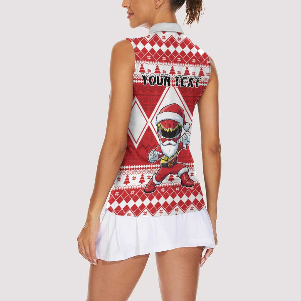 Personalized Power Red Ranger Santa Claus Women Sleeveless Polo Shirt Funny Christmas - Wonder Print Shop