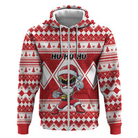 Personalized Power Red Ranger Santa Claus Zip Hoodie Funny Christmas - Wonder Print Shop