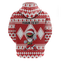 Personalized Power Red Ranger Santa Claus Zip Hoodie Funny Christmas - Wonder Print Shop