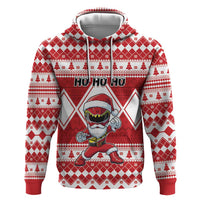 Personalized Power Red Ranger Santa Claus Zip Hoodie Funny Christmas - Wonder Print Shop