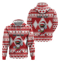 Personalized Power Red Ranger Santa Claus Zip Hoodie Funny Christmas - Wonder Print Shop