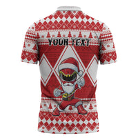 Personalized Power Red Ranger Santa Claus Zipper Polo Shirt Funny Christmas - Wonder Print Shop