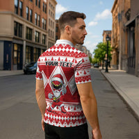Personalized Power Red Ranger Santa Claus Zipper Polo Shirt Funny Christmas - Wonder Print Shop
