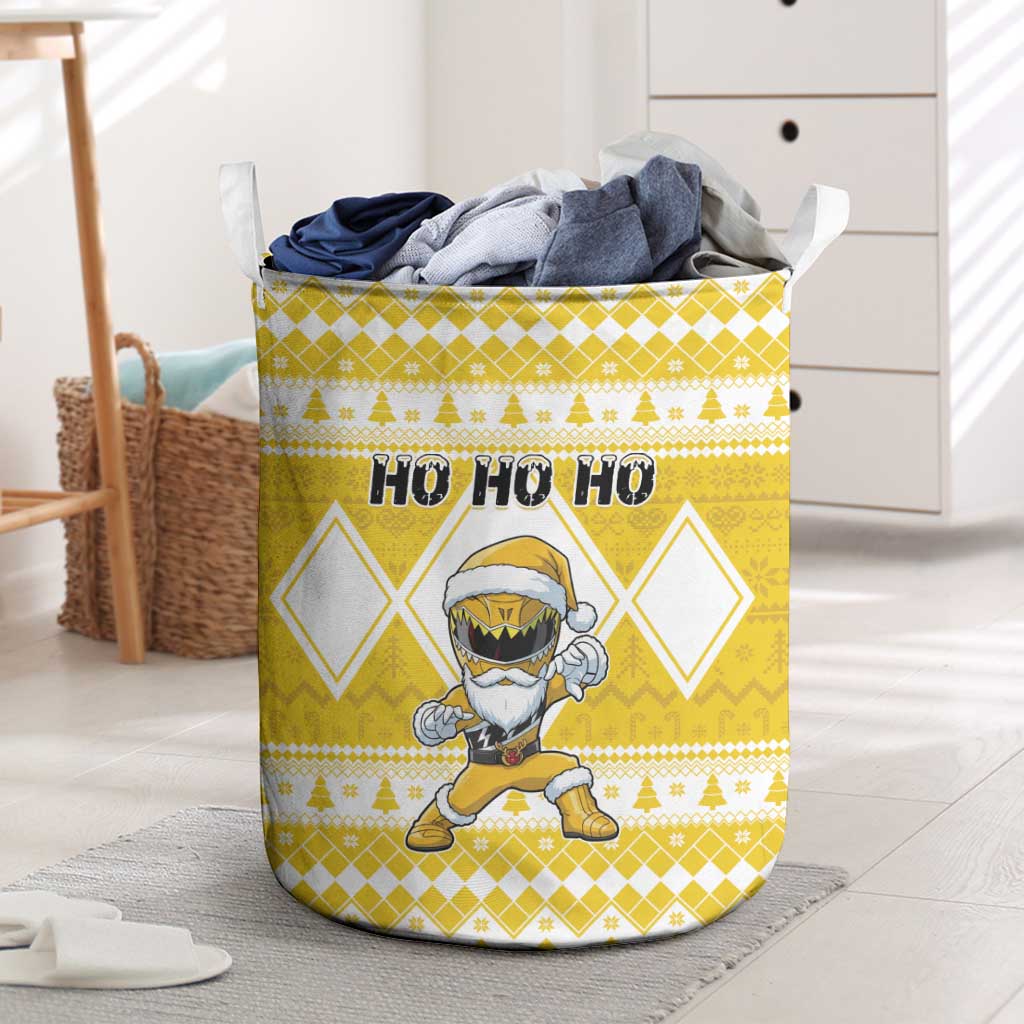 Power Yellow Ranger Santa Claus Laundry Basket Funny Christmas - Wonder Print Shop