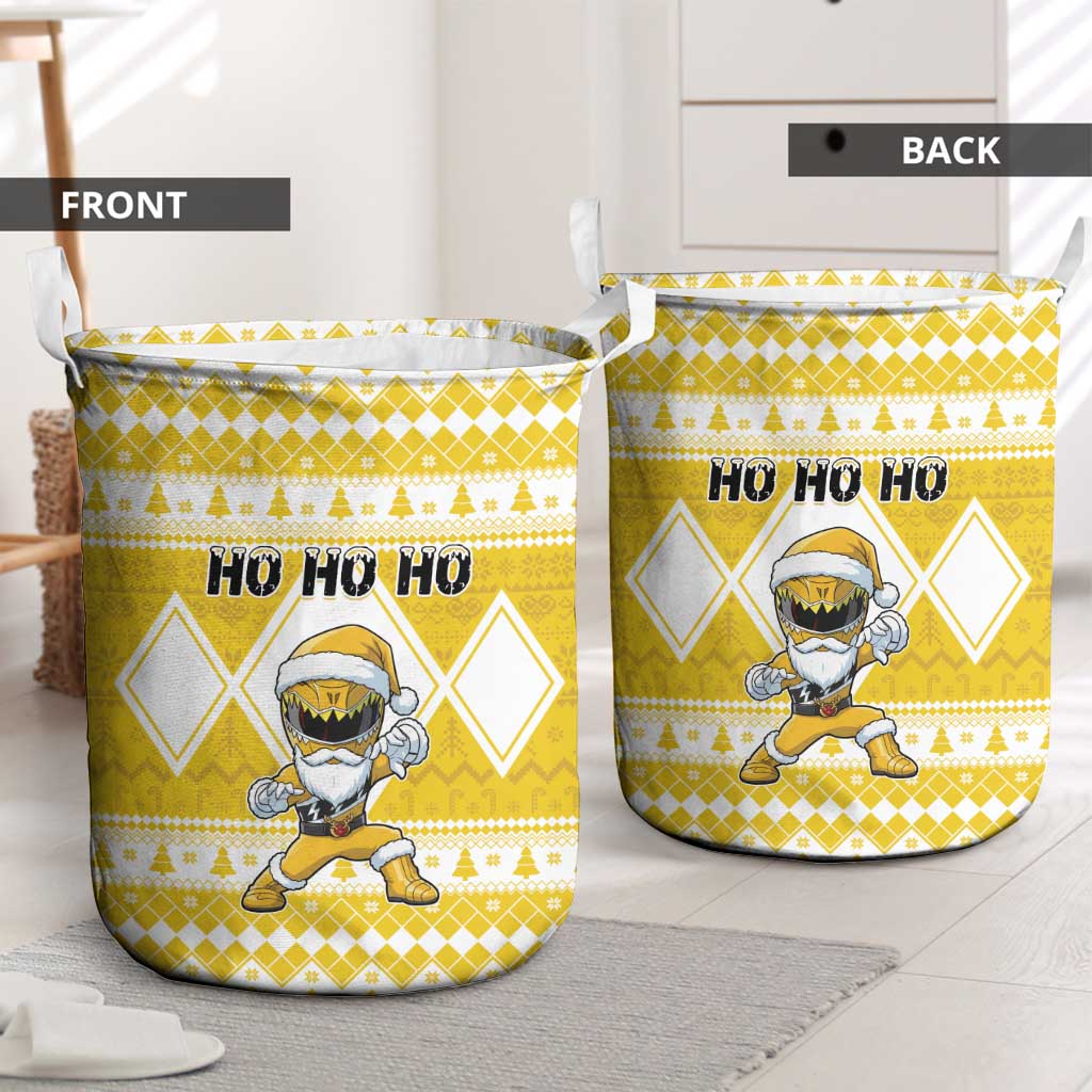 Power Yellow Ranger Santa Claus Laundry Basket Funny Christmas - Wonder Print Shop