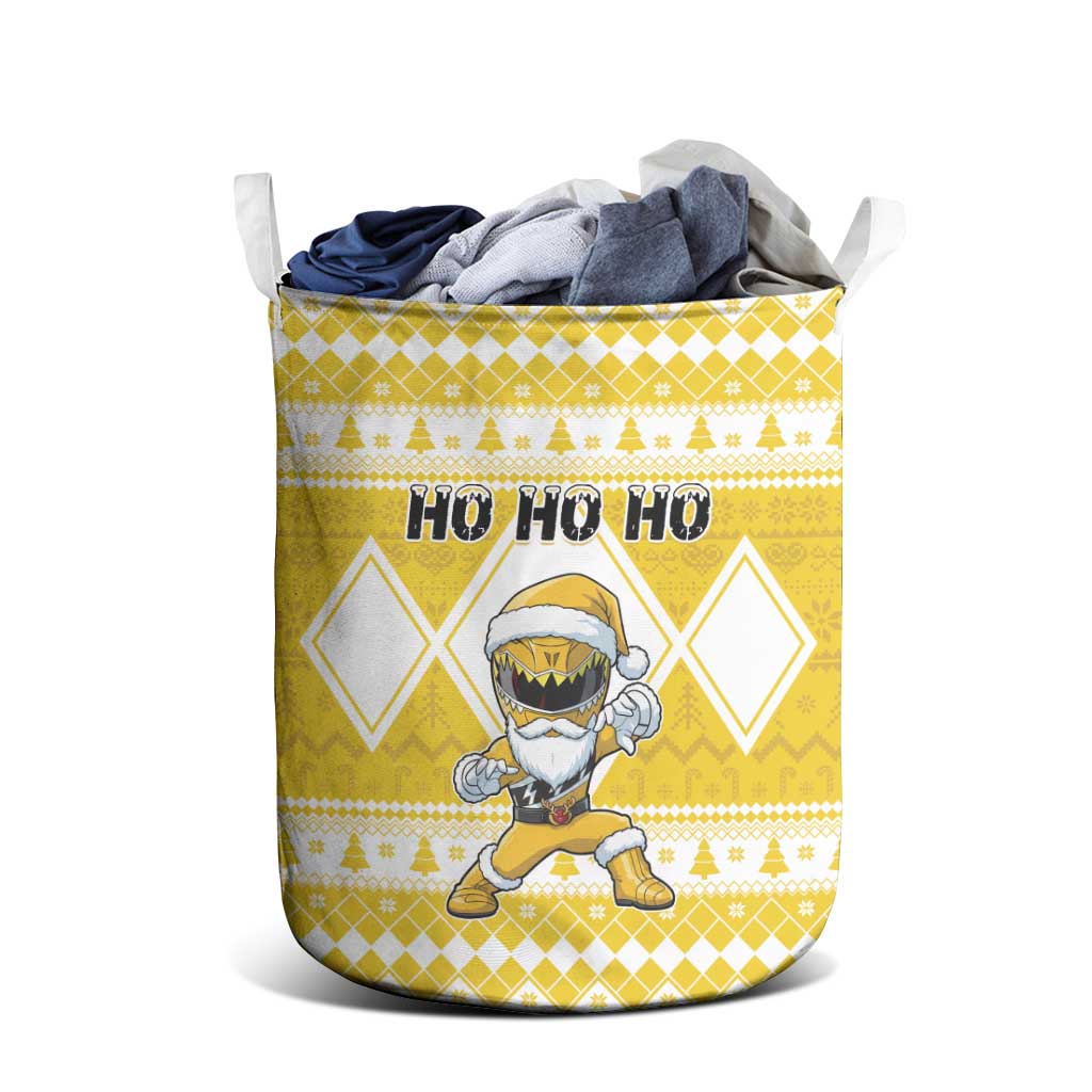 Power Yellow Ranger Santa Claus Laundry Basket Funny Christmas - Wonder Print Shop