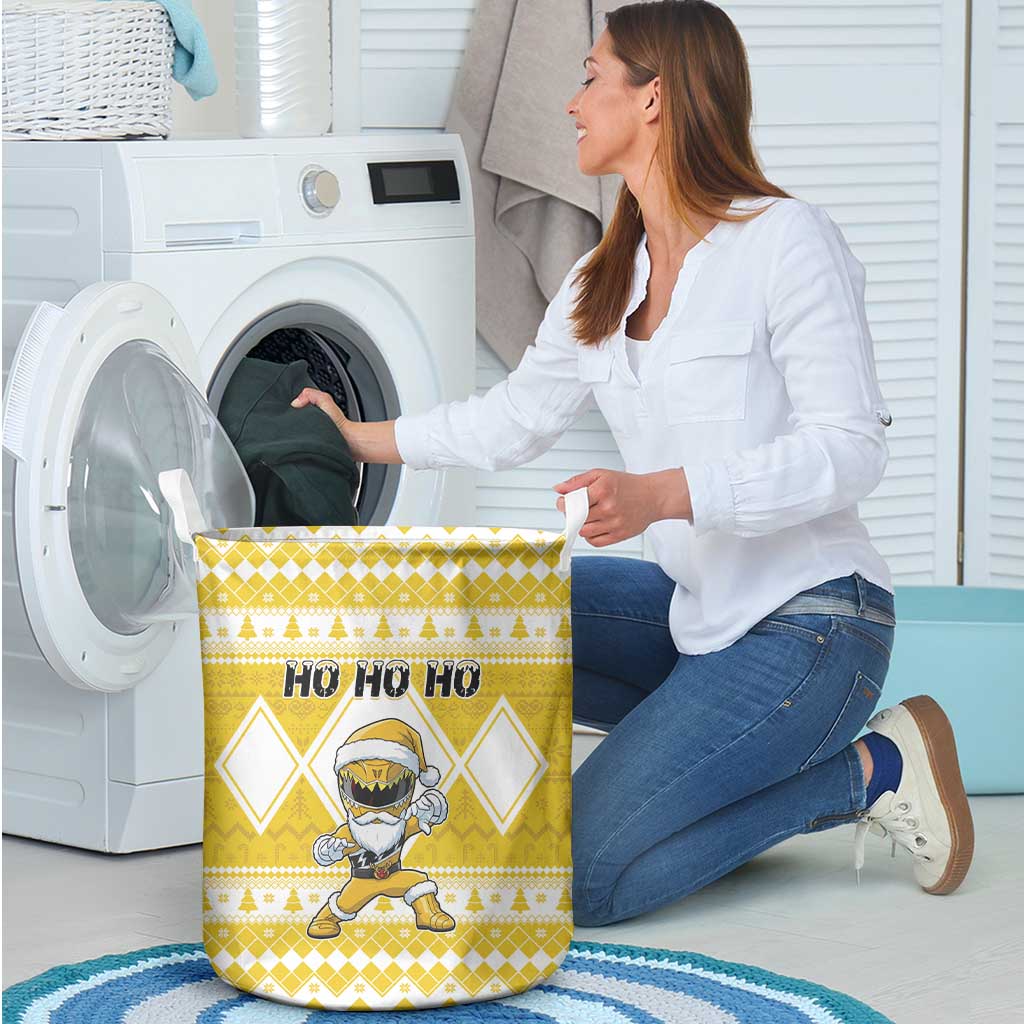 Power Yellow Ranger Santa Claus Laundry Basket Funny Christmas - Wonder Print Shop