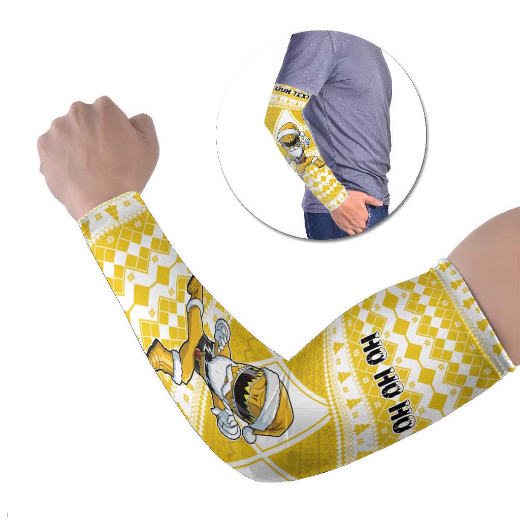 Personalized Power Yellow Ranger Santa Claus Arm Sleeves Funny Christmas - Wonder Print Shop
