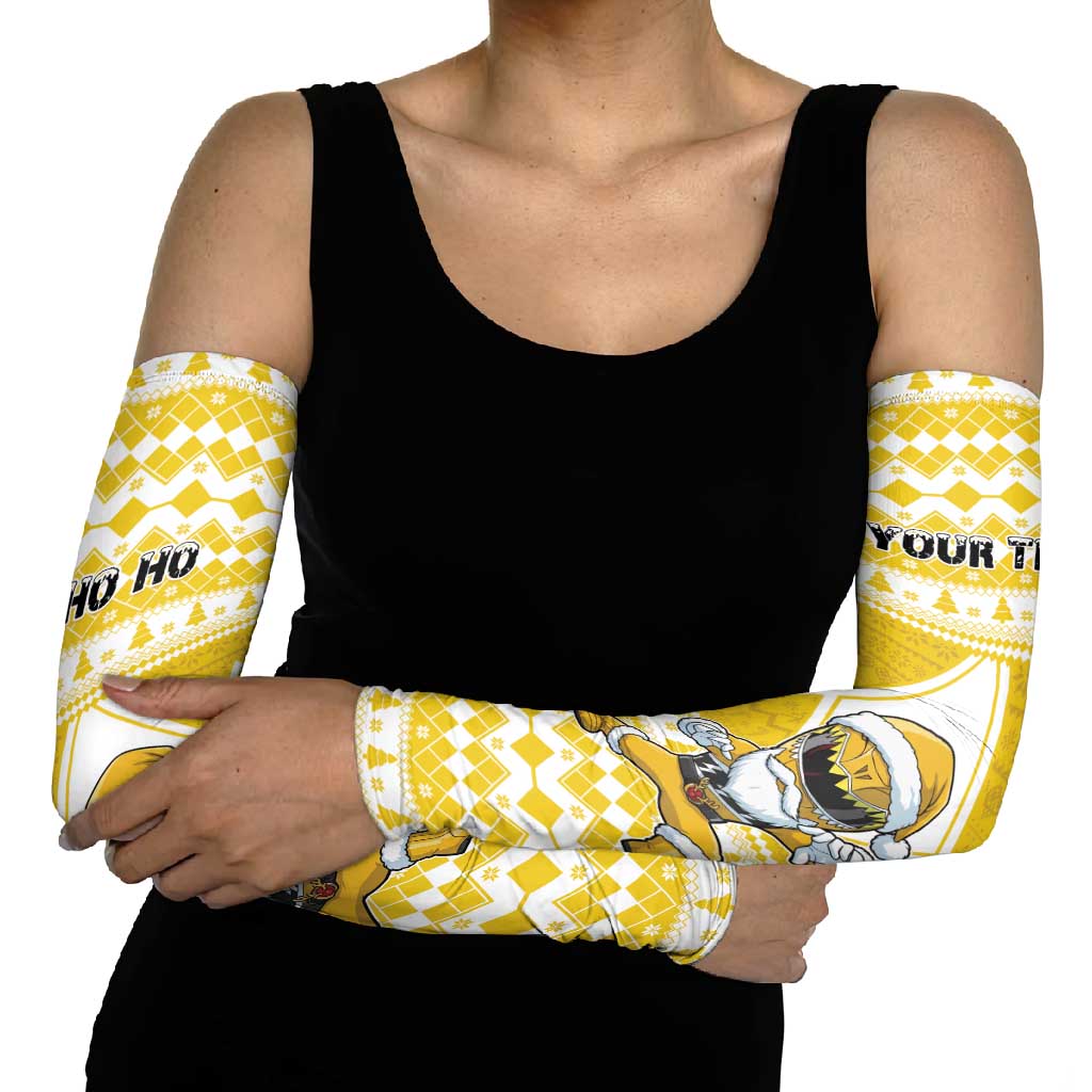 Personalized Power Yellow Ranger Santa Claus Arm Sleeves Funny Christmas - Wonder Print Shop
