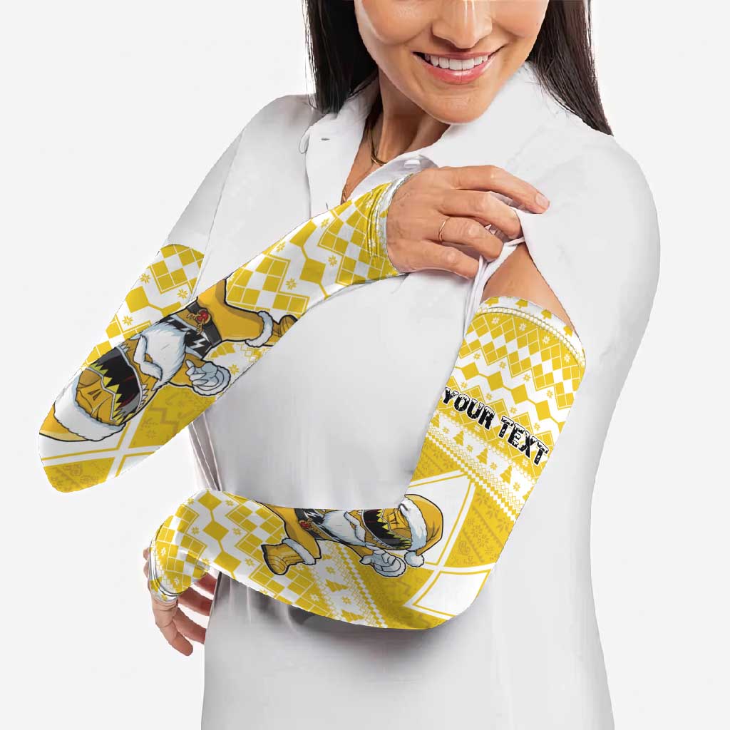 Personalized Power Yellow Ranger Santa Claus Arm Sleeves Funny Christmas - Wonder Print Shop